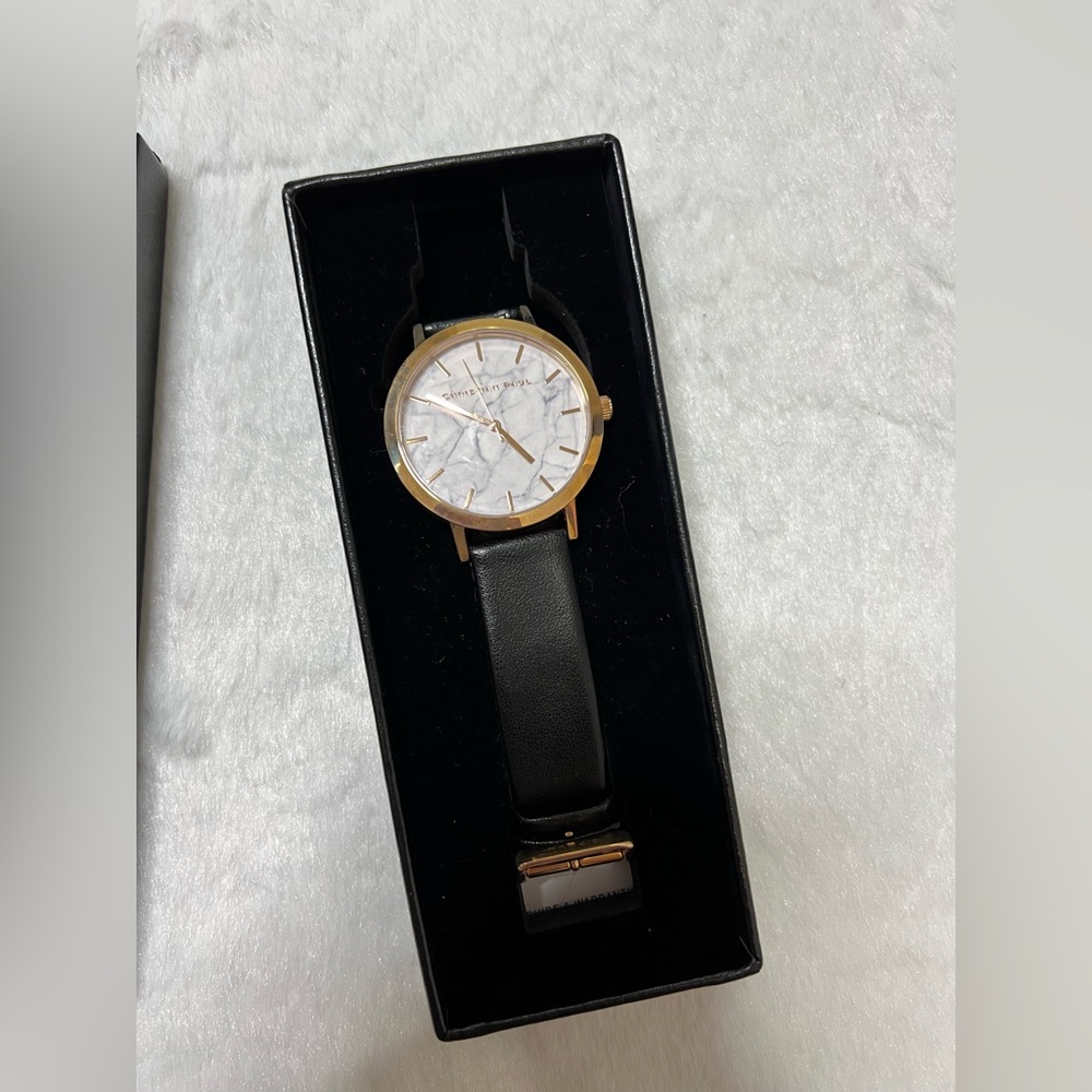 Christian Paul Marble black leather watch